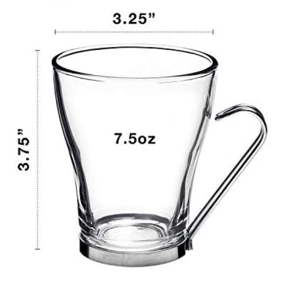 Set of 3, Bormioli Rocco Espresso Cups With Stainless Steel Handle 7.5” Oz - Picture 3 of 8